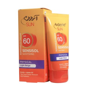 کرم ضد آفتاب رنگی SPF60 فاقد جاذب های شیمیایی آردن مناسب پوست های خشک و حساس 50 گرم بژ روشن