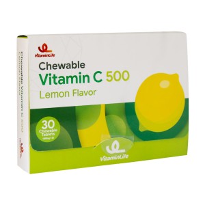قرص جویدنی ویتامین C 500 میلی گرم ویتامین لایف 30 عدد طعم لیمو
