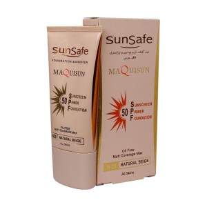 کرم ضد آفتاب کرم پودری و پرایمری SPF50 سان سیف 40 میلی لیتر رنگ بژ طبیعی