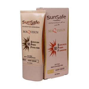 کرم ضد آفتاب کرم پودری و پرایمری SPF50 سان سیف 40 میلی لیتر رنگ بژ عاجی