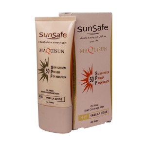 کرم ضد آفتاب کرم پودری و پرایمری SPF50 سان سیف 40 میلی لیتر رنگ بژ وانیلی