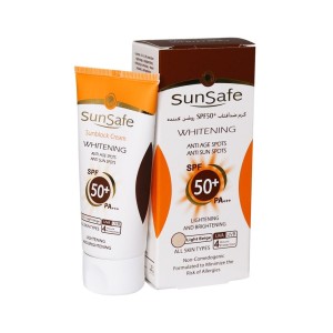 کرم ضد آفتاب SPF50 روشن کننده سان سیف مناسب انواع پوست 50 گرم رنگ بژ روشن