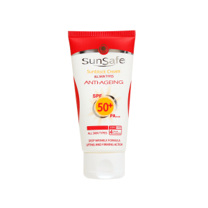 کرم ضد آفتاب و ضد چروک سان سیف SPF50 حجم ۵۰ میلی لیتر بدون رنگ