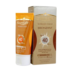 کرم ضد آفتاب SPF40 برنزه کننده سان سیف 50 گرم رنگ بژ طلایی