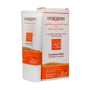 کرم ضد آفتاب کرم پودری فاقد چربی SPF50 هیدرودرم 40 گرم رنگ بژ گندمی