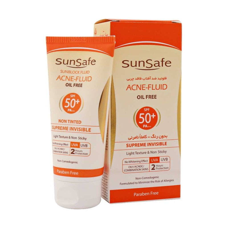 فلوئید ضد آفتاب فاقد چربی SPF50 سان سیف 50 میلی لیتر بدون رنگ