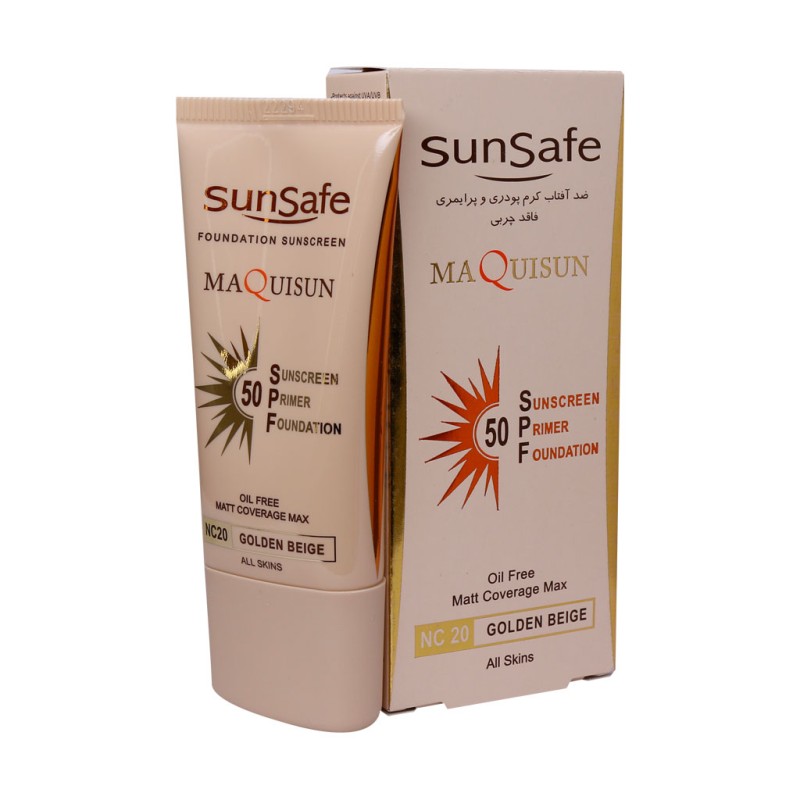 کرم ضد آفتاب کرم پودری و پرایمری SPF50 سان سیف 40 میلی لیتر رنگ بژ طلایی