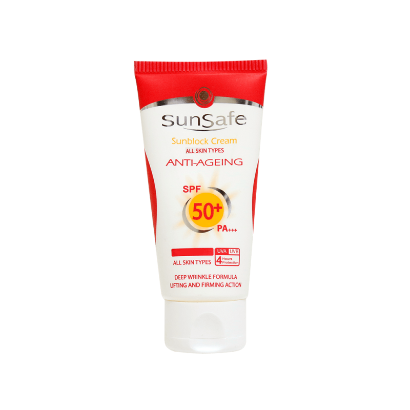 کرم ضد آفتاب و ضد چروک سان سیف SPF50 حجم ۵۰ میلی لیتر رنگ بژ روشن