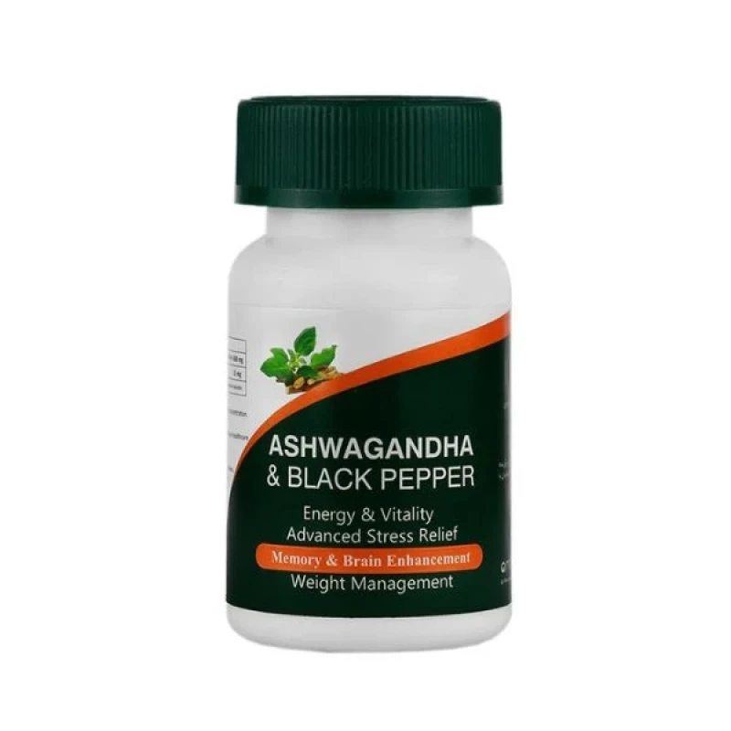 کپسول آشواگاندا و فلفل سیاه آمیتیس نیک دارو بسته 60 عددی