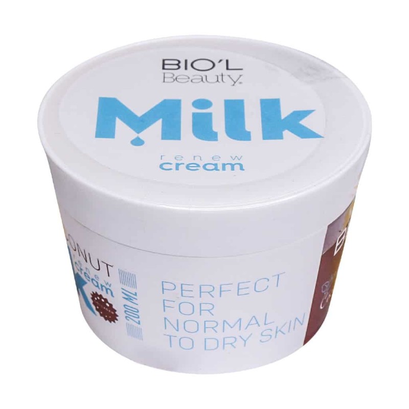 کرم نرم کننده پوست شیر و نارگیل بیول مناسب پوست نرمال تا خشک 200 میلی لیتر