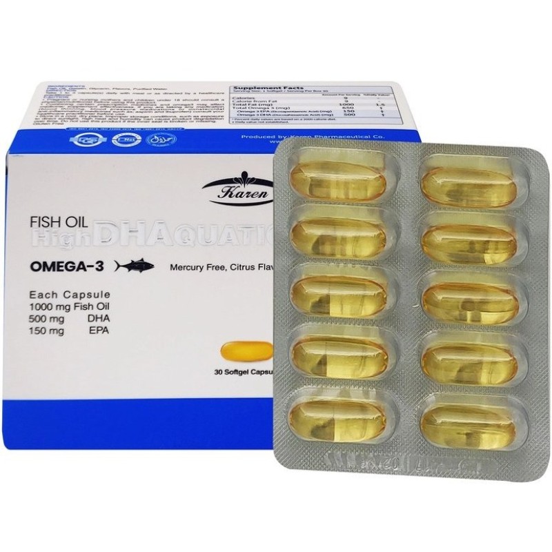 کپسول روغن ماهی حاوی DHA بالا آکواتیک کارن 30 عدد