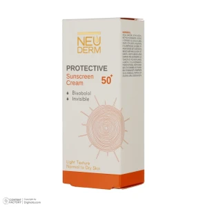 کرم ضد آفتاب نئودرم SPF50 بدون رنگ مدل پروتکتیو مناسب پوست های معمولی و خشک ۵۰ میلی لیتر