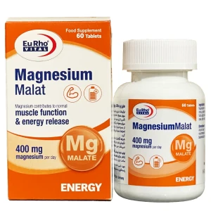 قرص منیزیم مالات یوروویتال ۴۰۰ میلی گرم بسته ۶۰ عددی