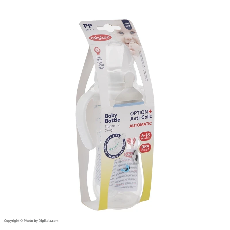 شیشه شیر دسته دار آنتی کولیک بیبی لند کد 358