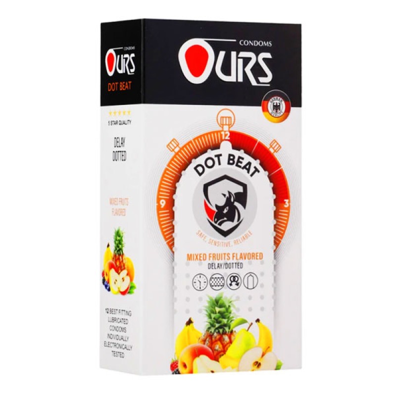کاندوم خاردار اورز مدل دات بیت با اسانس چند میوه بسته 12 عددی
