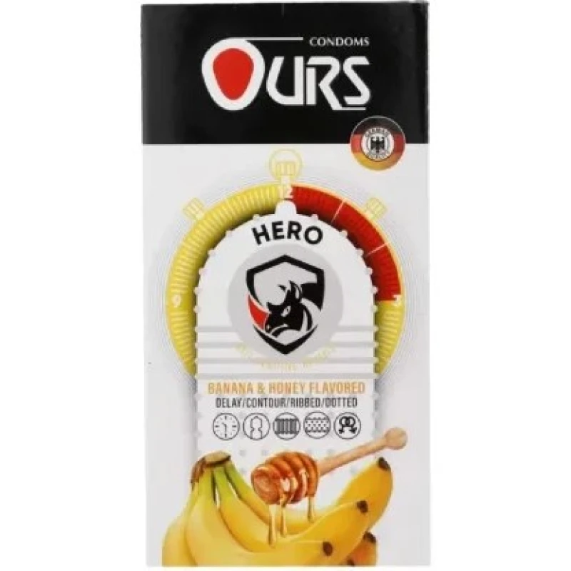 کاندوم اورز مدل هیرو بسته ۱۲ عددی با اسانس میوه